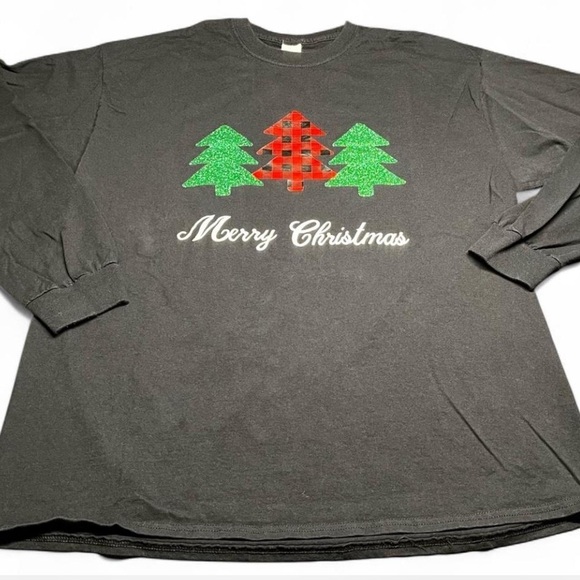 Merry Christmas Black Long Sleeve Shirt - Picture 1 of 7